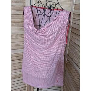 Nautica Ruffled Tank Top Size XL  Red White Sleeveless Preppy Romantic
